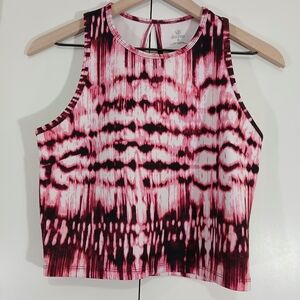 Decree Tie Dye Pink Stretchy Workout Crop Top Medium